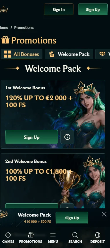 Fair Crown Casino promotions area on a mobile device